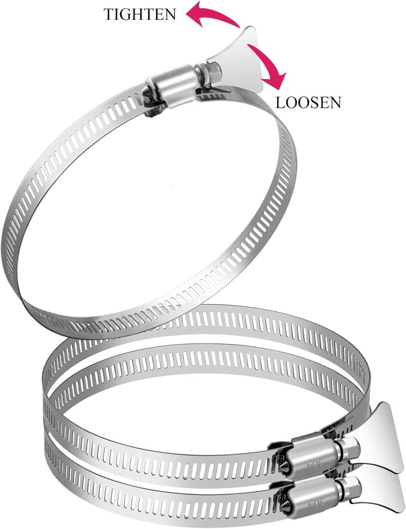 Silrubsups 25 Pcs Dryer Hose Clamp 4 Inch Stainless Steel Duct Clamps Thumb Screw Worm Gear Adjustable Clamp (25, 4 Inch (Adjustable 3.5"-4.5")) - Image 4